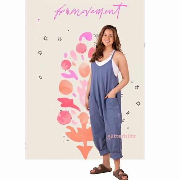 Free People FP Movement Hot Shot Onesie Jumpsuit 💙 Skyline - XL - Picture 3 of 9
